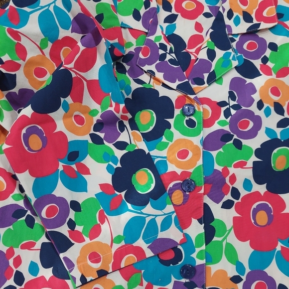 Summer Spring Daisy Bouquet Long Sleeve Women's Top Jacket Sz S Vibrant Print - Picture 12 of 13